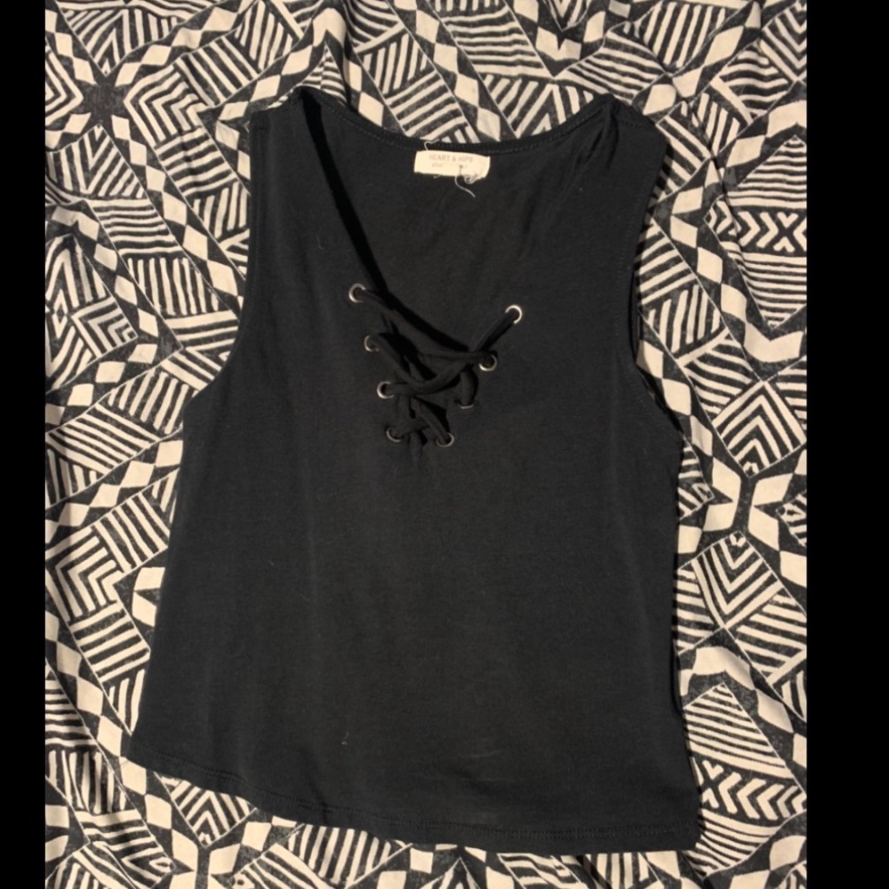 Black V-neck tank